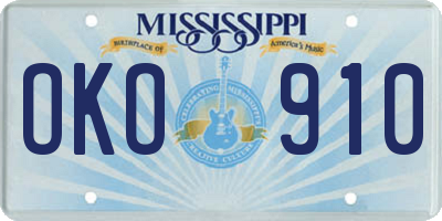 MS license plate OKO910