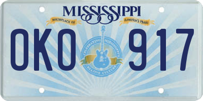 MS license plate OKO917