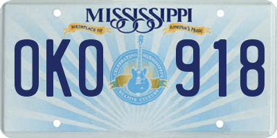 MS license plate OKO918