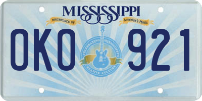 MS license plate OKO921