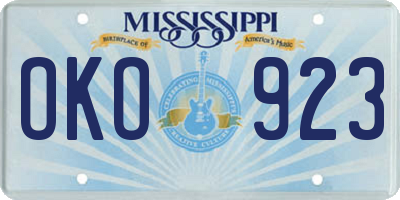 MS license plate OKO923