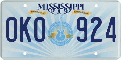 MS license plate OKO924