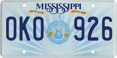 MS license plate OKO926