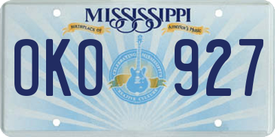 MS license plate OKO927
