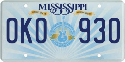 MS license plate OKO930