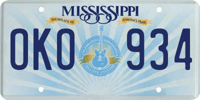 MS license plate OKO934
