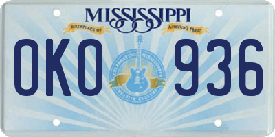 MS license plate OKO936