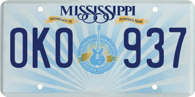 MS license plate OKO937