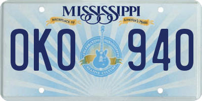 MS license plate OKO940