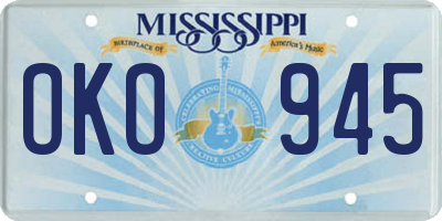 MS license plate OKO945