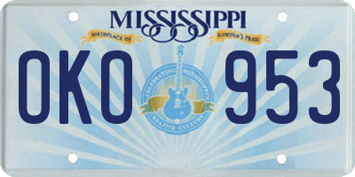 MS license plate OKO953