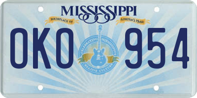 MS license plate OKO954