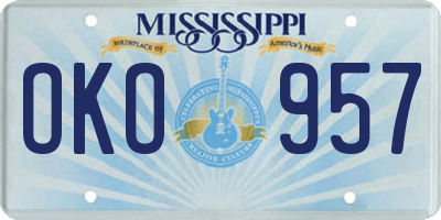 MS license plate OKO957