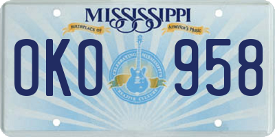 MS license plate OKO958