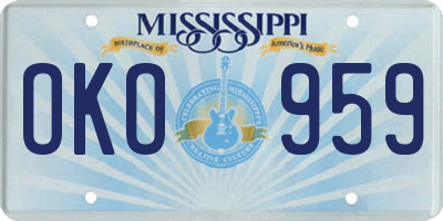 MS license plate OKO959