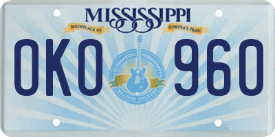 MS license plate OKO960