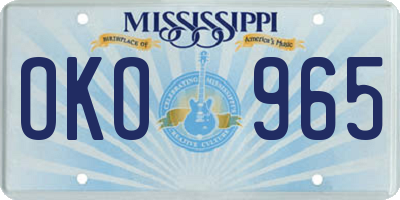 MS license plate OKO965