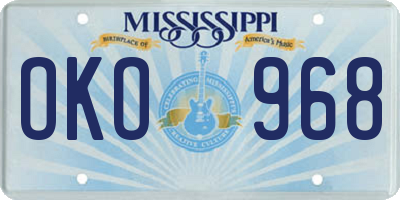 MS license plate OKO968