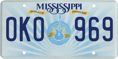 MS license plate OKO969