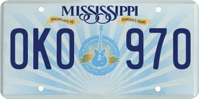 MS license plate OKO970
