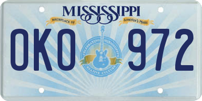 MS license plate OKO972