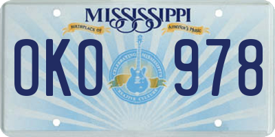 MS license plate OKO978