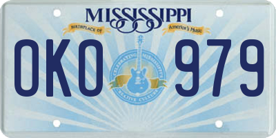 MS license plate OKO979
