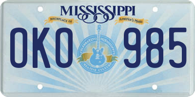 MS license plate OKO985