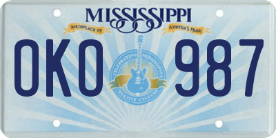 MS license plate OKO987
