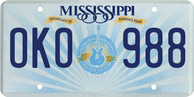 MS license plate OKO988