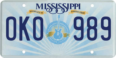 MS license plate OKO989