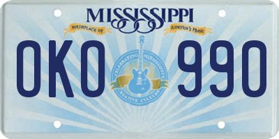 MS license plate OKO990