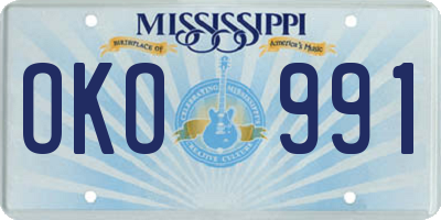 MS license plate OKO991