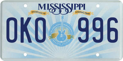 MS license plate OKO996