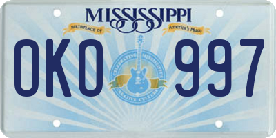 MS license plate OKO997