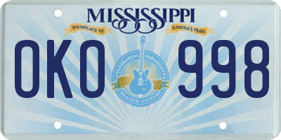 MS license plate OKO998