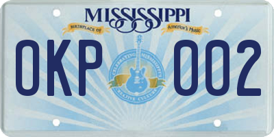 MS license plate OKP002