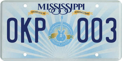 MS license plate OKP003