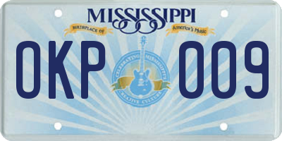 MS license plate OKP009
