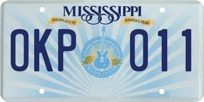 MS license plate OKP011
