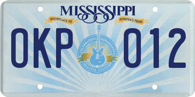 MS license plate OKP012