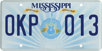 MS license plate OKP013