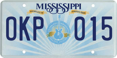 MS license plate OKP015