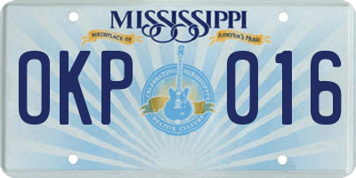 MS license plate OKP016