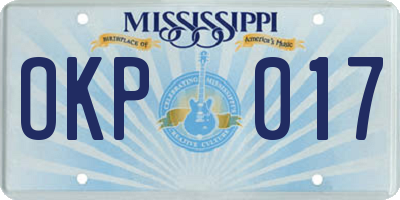 MS license plate OKP017