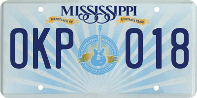 MS license plate OKP018
