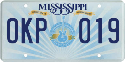 MS license plate OKP019