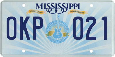 MS license plate OKP021