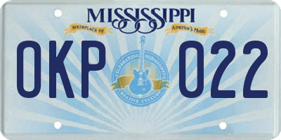 MS license plate OKP022