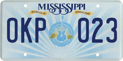MS license plate OKP023
